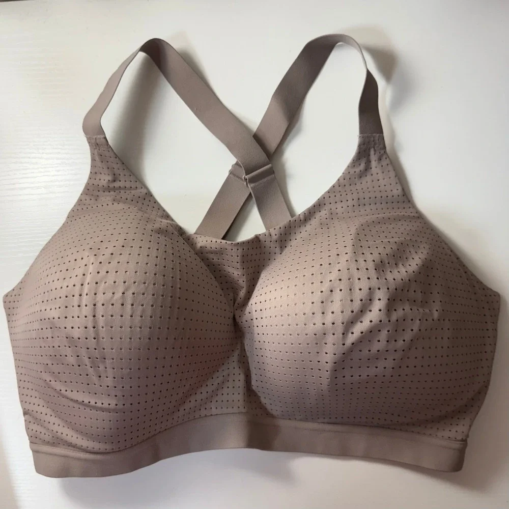 VSX Victoria's Secret Lightweight Mesh Sport Bra 36DDD Taupe Crossback M Support